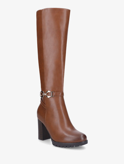 Bottes en simili à talon - Camel - 2
