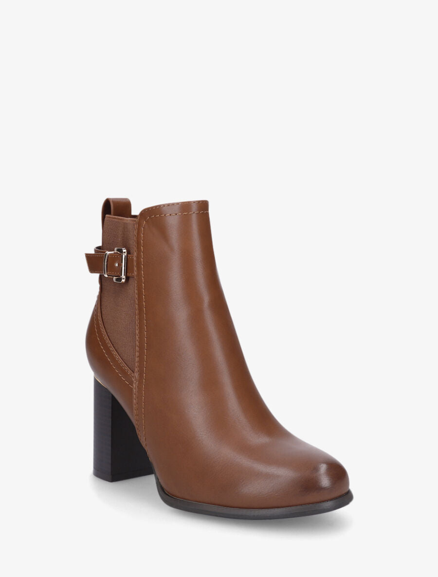 Bottines à talon haut et empiècement métallique - Camel - 2