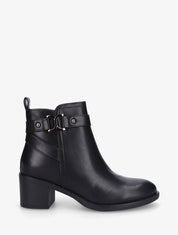 Bottines unies à talon en simili - Noir - 1