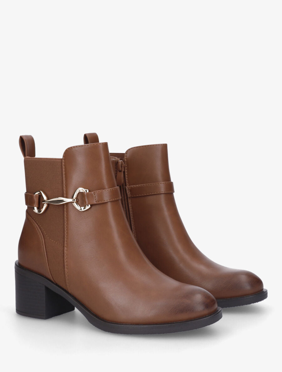 Bottines élastiquées sanglées - Camel - 4