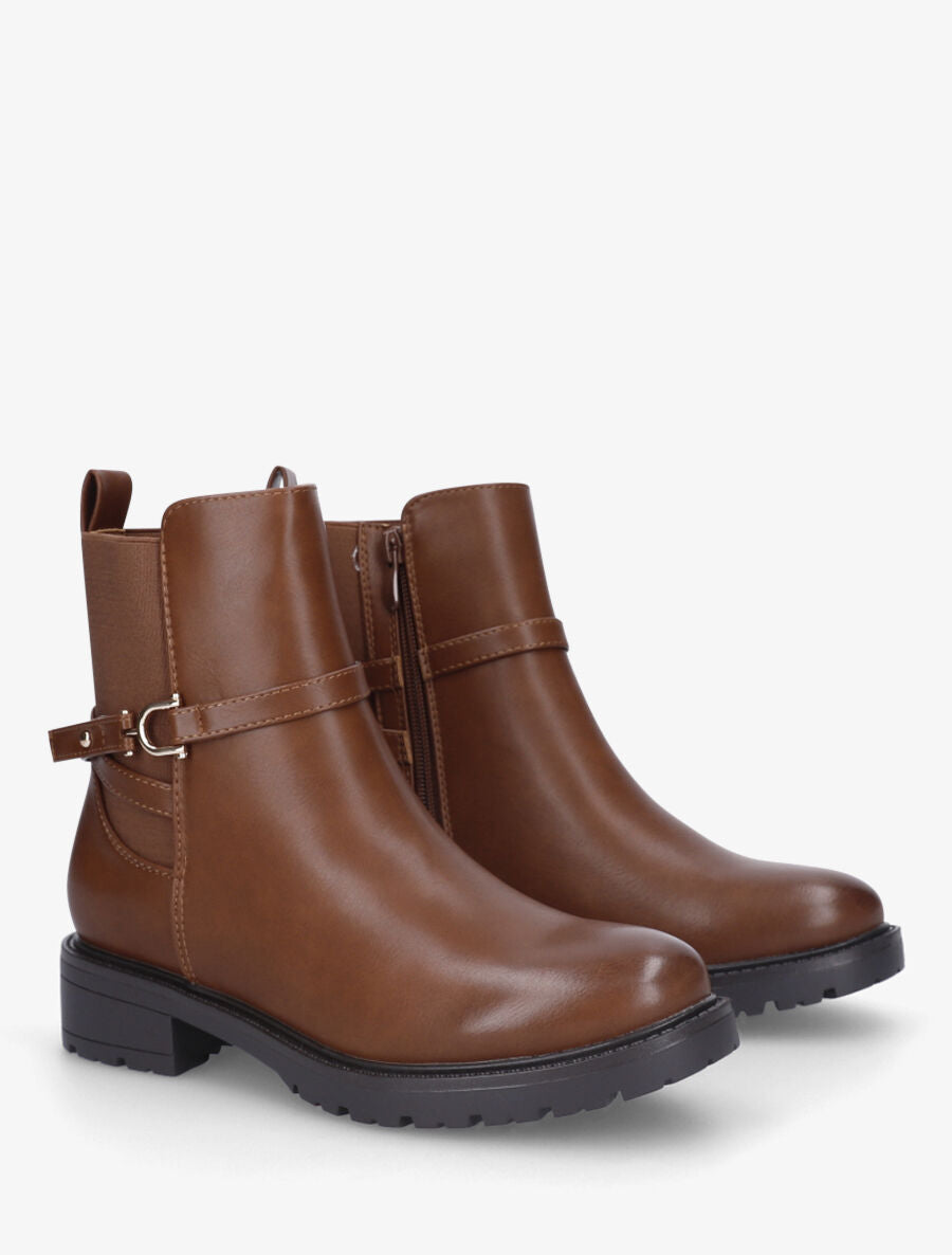 Bottines plates montantes - Camel - 4