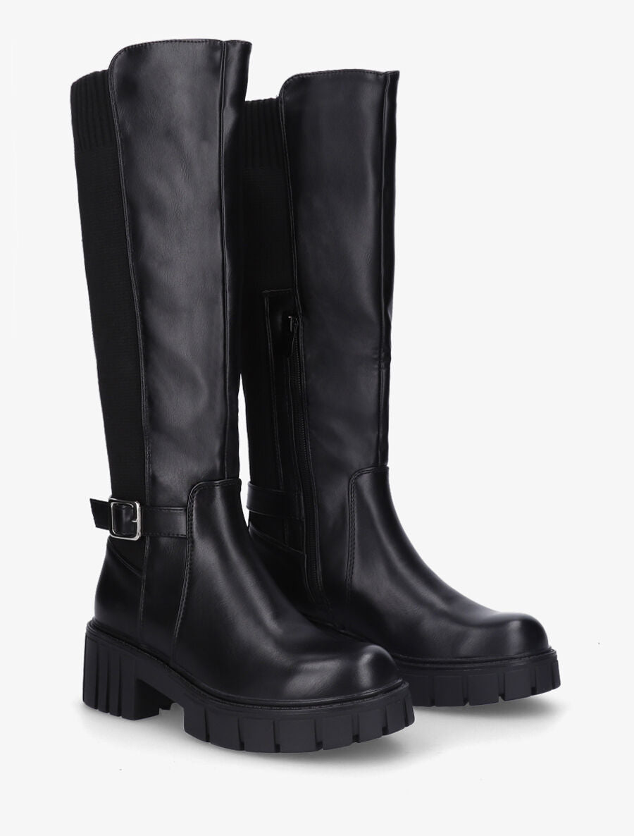 Bottes styles chausettes à talon strié - Noir - 4