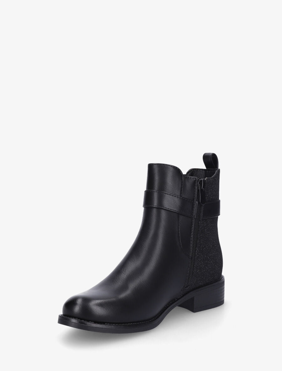 Bottines unies à contrefort pailleté - Noir - 3