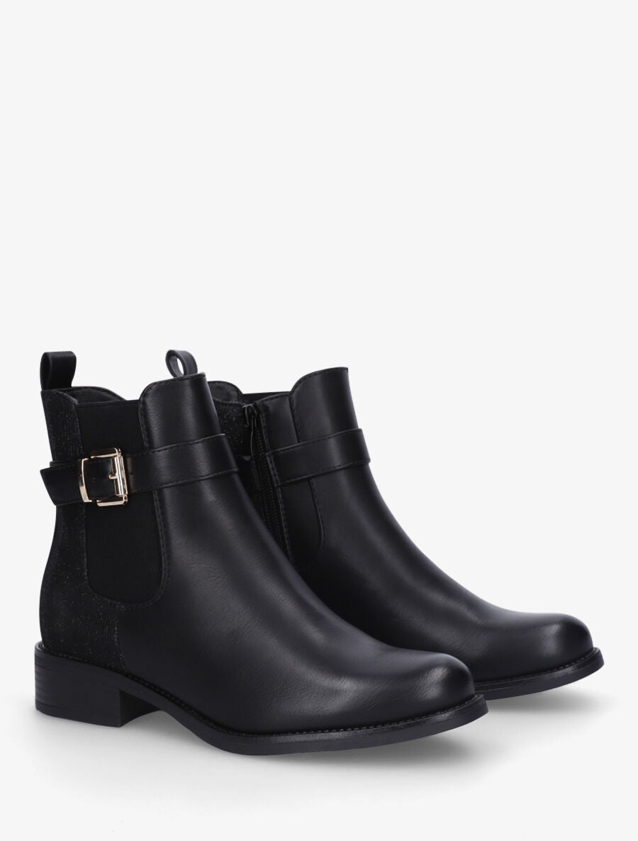 Bottines unies à contrefort pailleté - Noir - 4