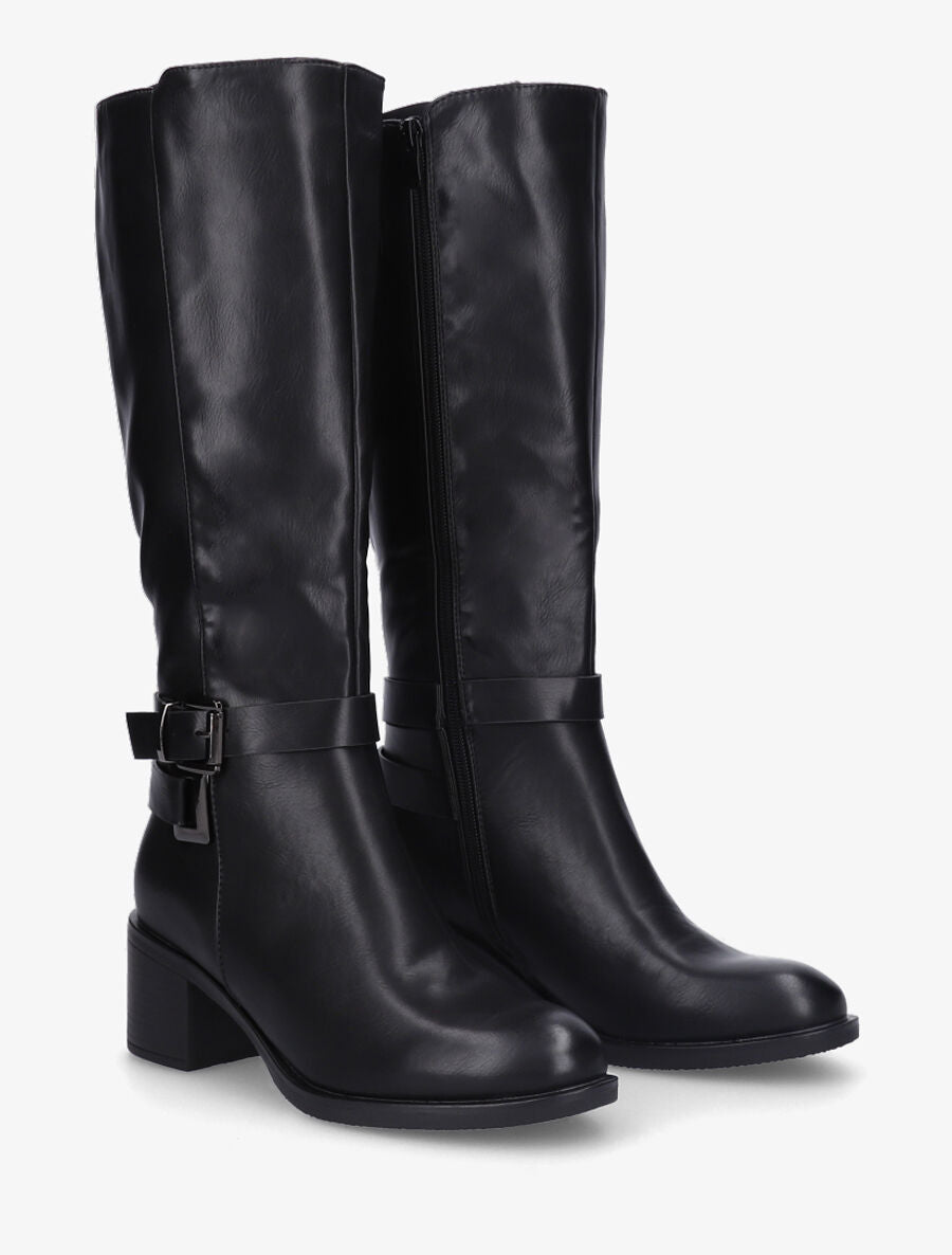 Bottes en simili à boucles décoratives - Noir - 4
