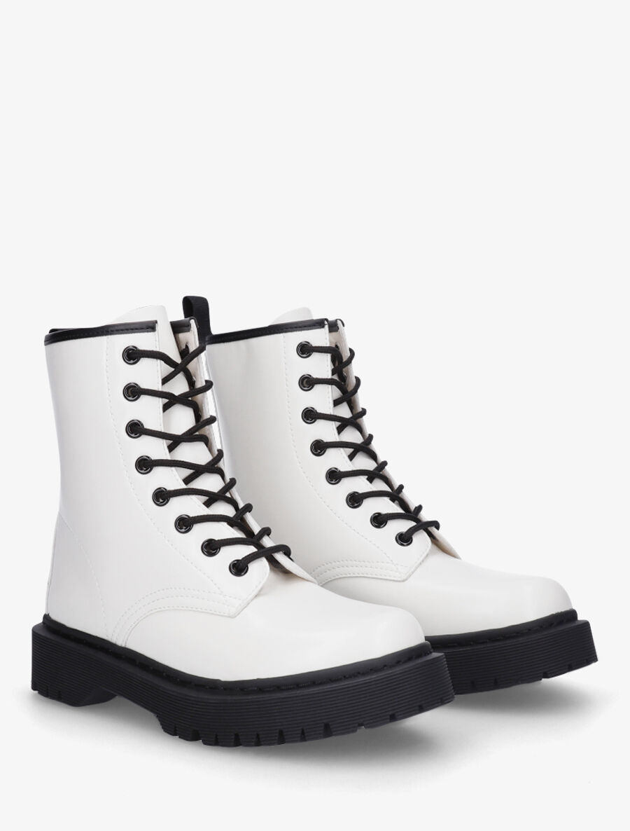 Bottines montantes à lacets - Blanc - 4