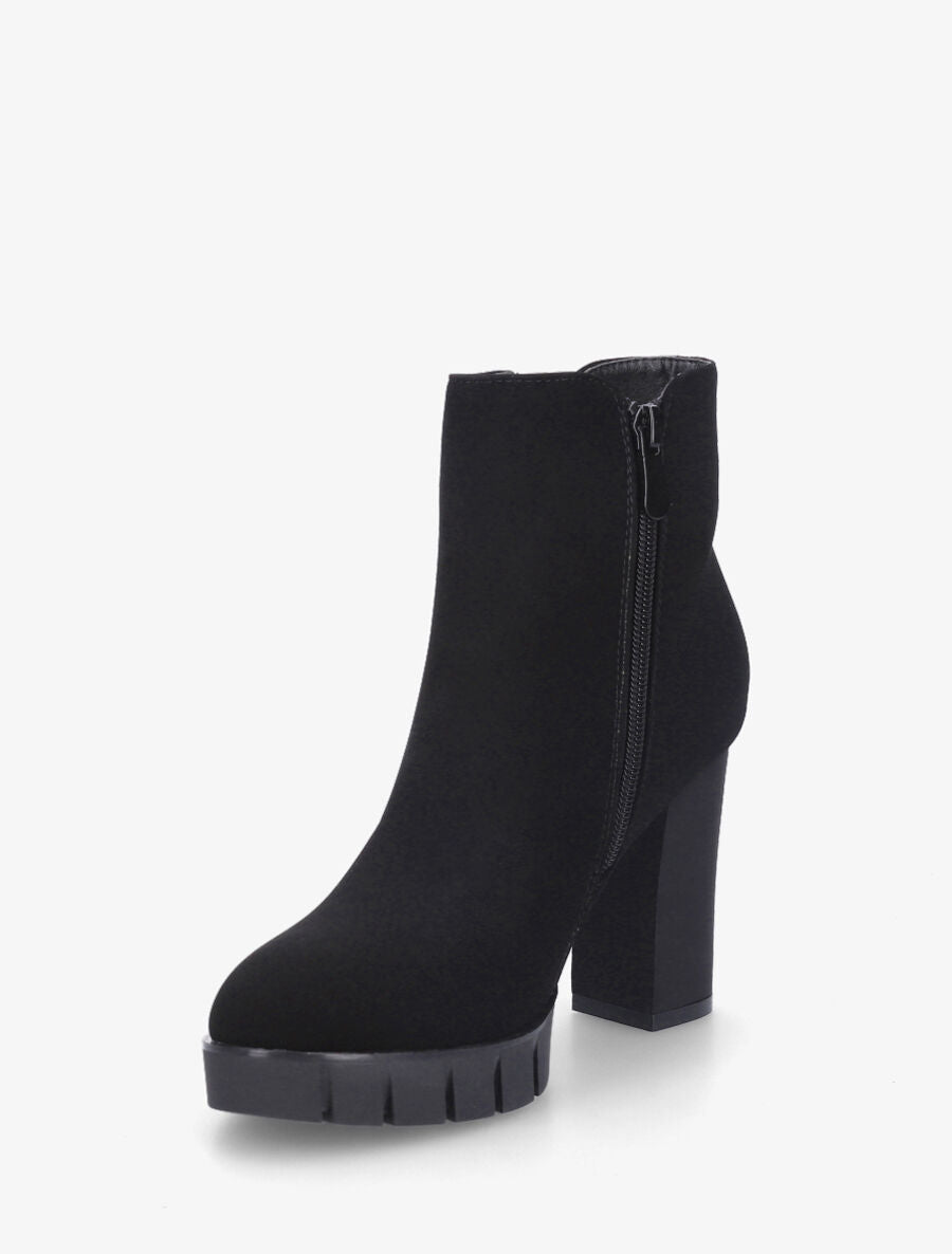 Bottines en simili à zip décoratif - Noir - 3