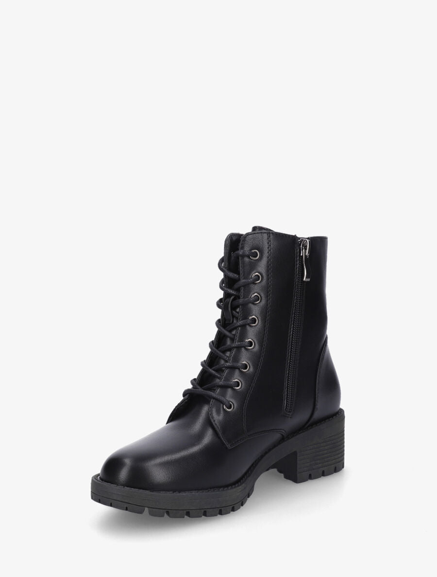 Boots à lacets en simili - Noir - 3