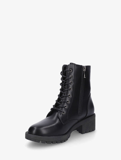 Boots à lacets en simili - Noir - 3