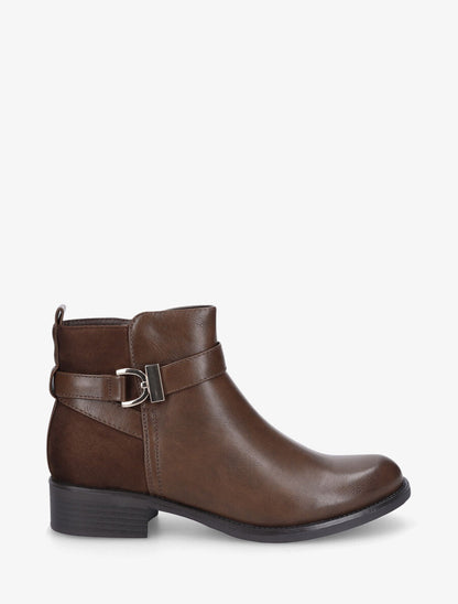 Bottines bi-matière à boucle - Marron - 1