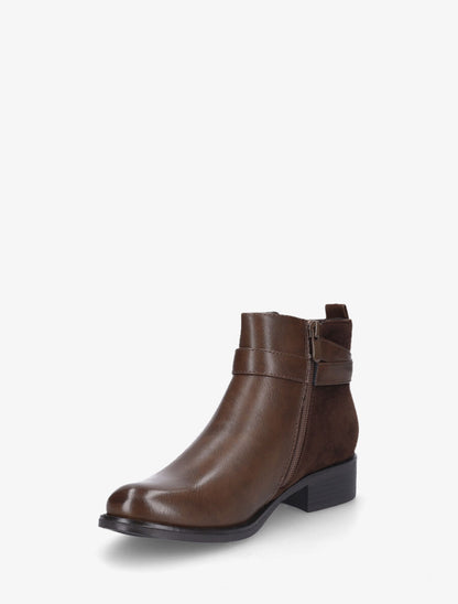 Bottines bi-matière à boucle - Marron - 3