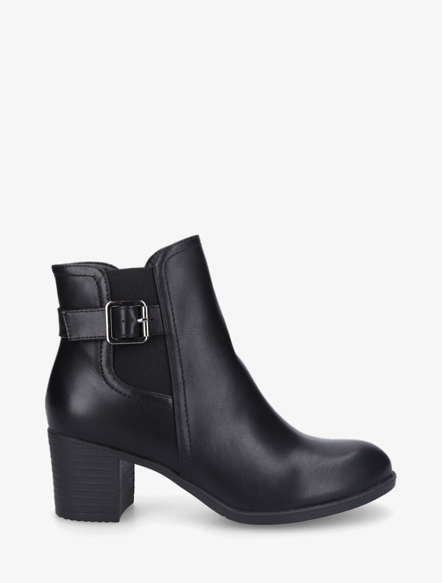 Bottines élastiquées en simili - Noir - 1