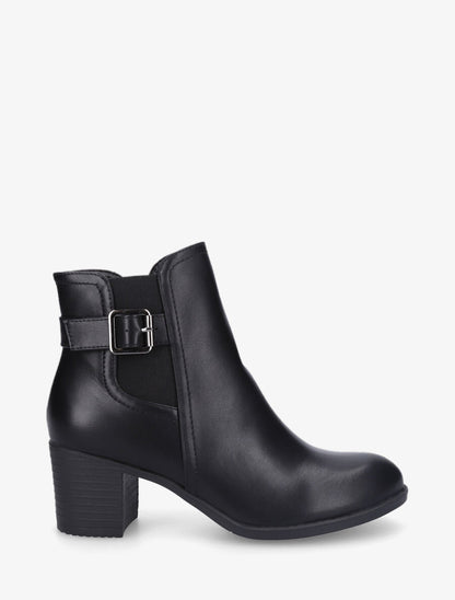 Bottines élastiquées en simili - Noir - 1