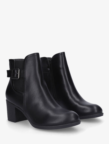 Bottines élastiquées en simili - Noir - 4