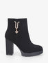 Bottines en suédine à bijou U strassés - Noir - 5