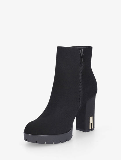 Bottines en suédine à bijou U strassés - Noir - 3