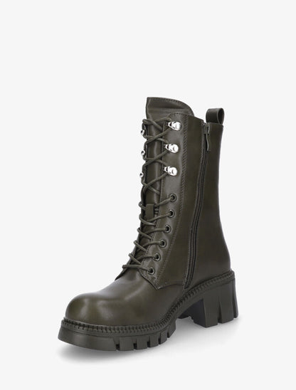 Boots montantes à lacets et zips - Kaki - 3
