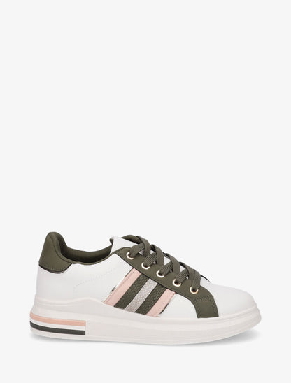 Sneakers classiques à bandes irisées et texturées - Kaki - 5
