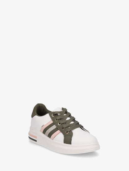 Sneakers classiques à bandes irisées et texturées - Kaki - 2