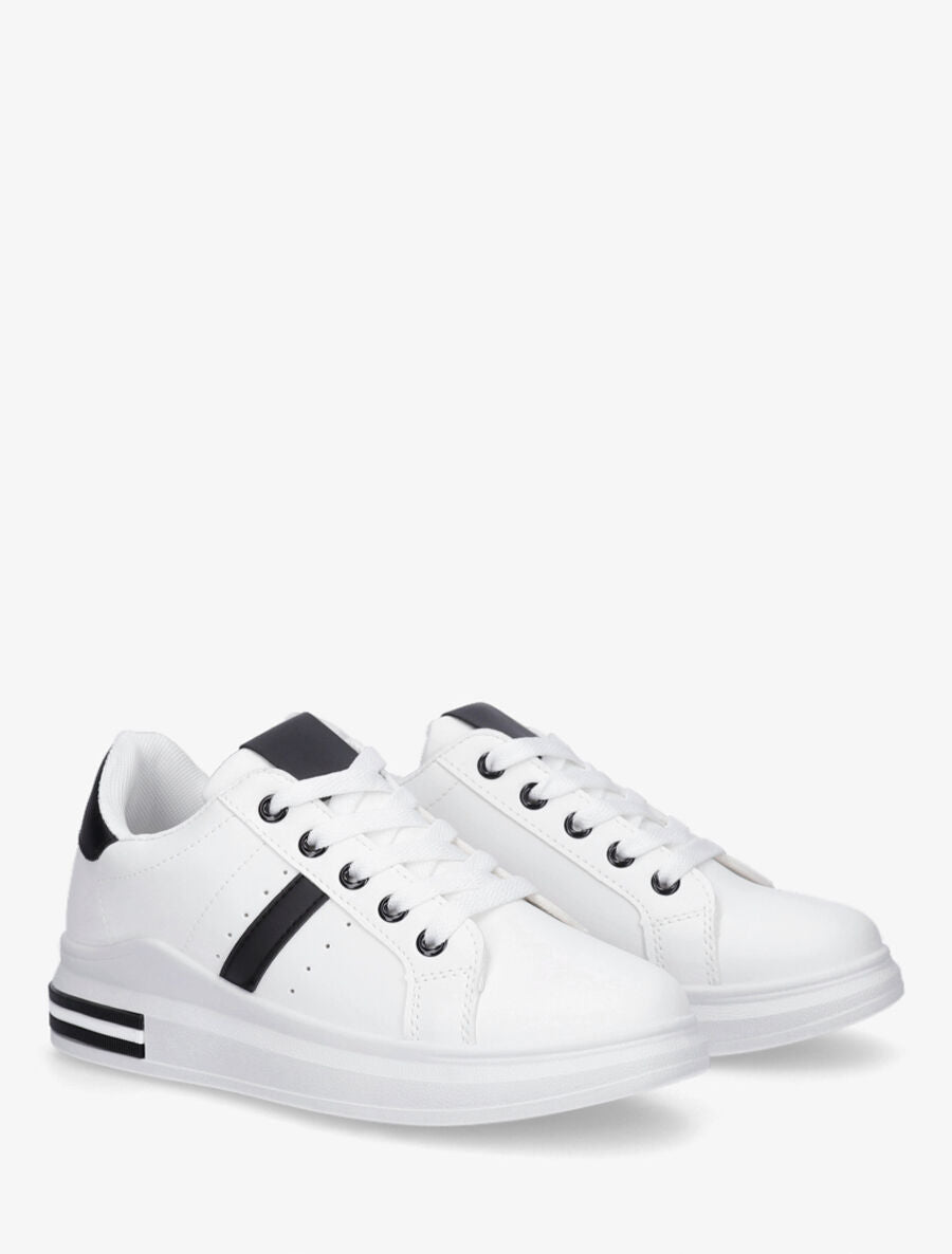Baskets classiques en simili - Noir/blanc - 4