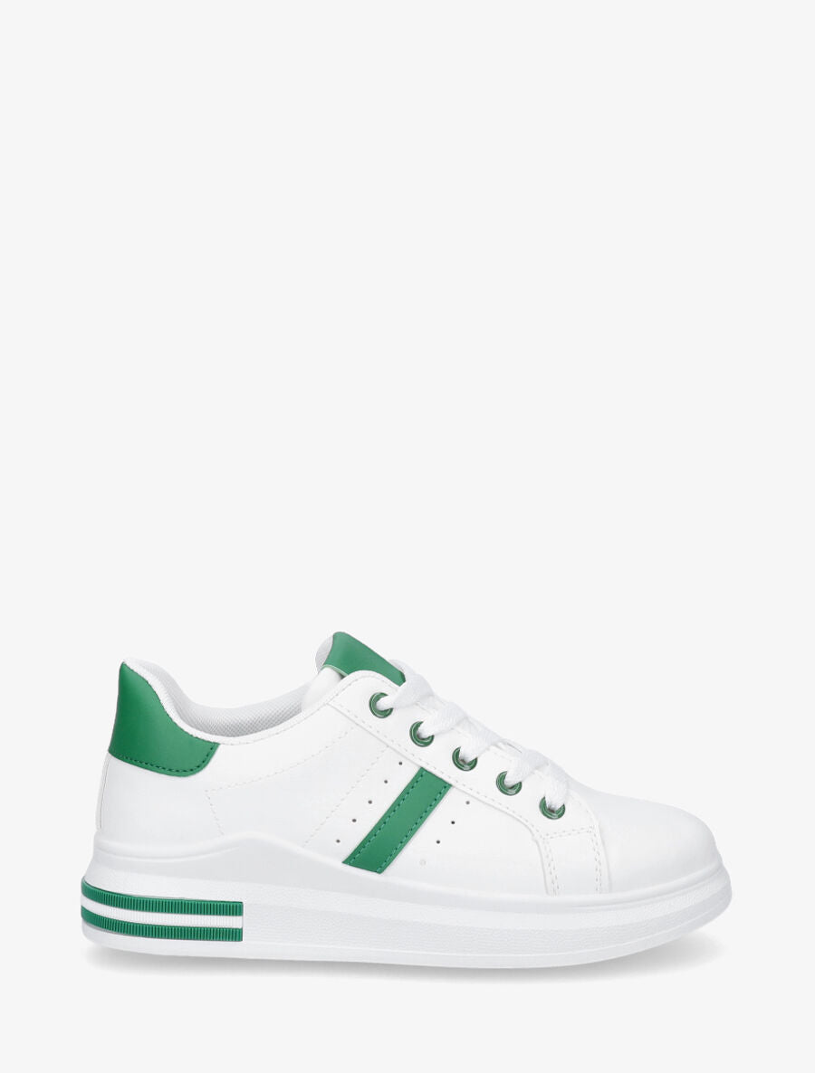 Baskets classiques en simili - Blanc/vert - 5