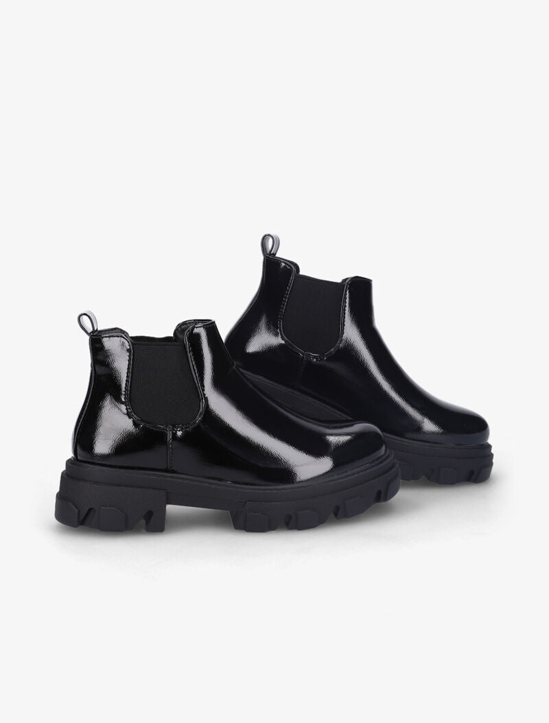 Chelsea boots vernies à semelles crantées - Noir - 4