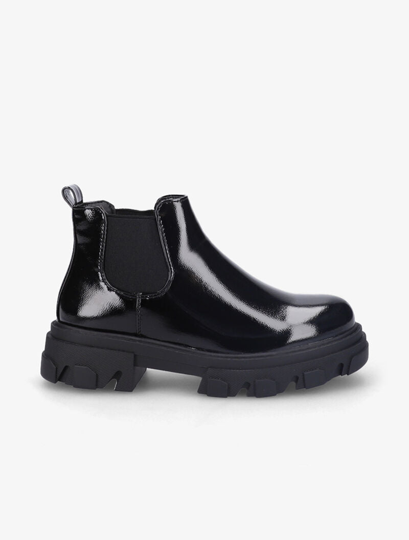 Chelsea boots vernies à semelles crantées - Noir - 5