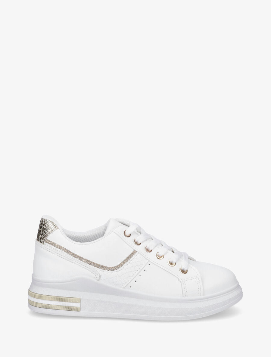 Sneakers à contrefort python - Or - 1