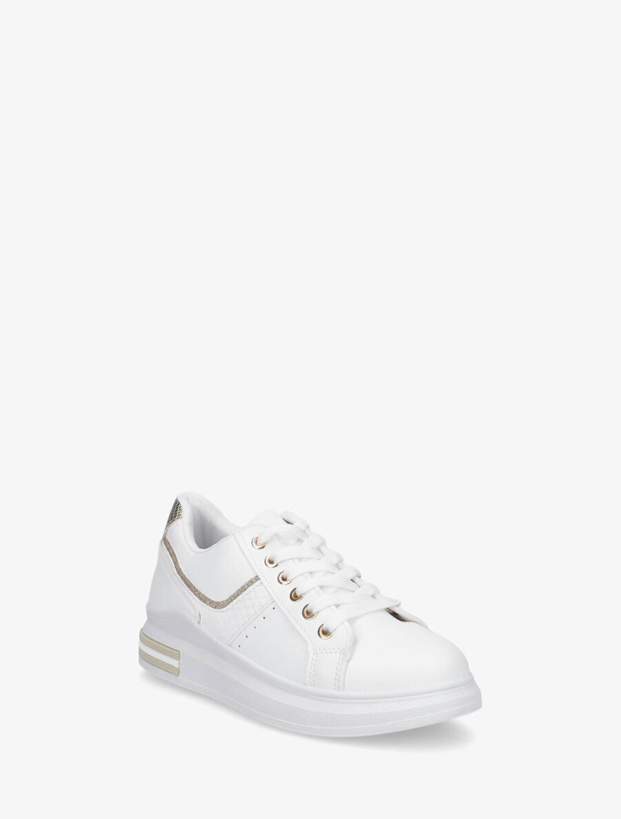 Sneakers à contrefort python - Or - 2