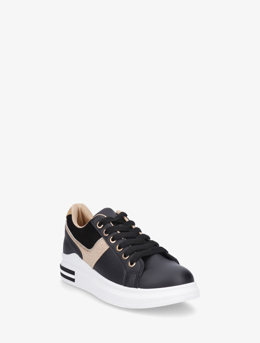 Sneakers à contrefort python - Noir - 2