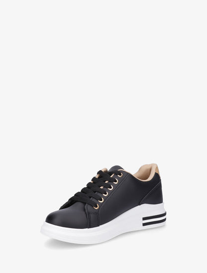 Sneakers à contrefort python - Noir - 3