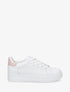 Baskets en simili texturé - Blanc/rose - 5