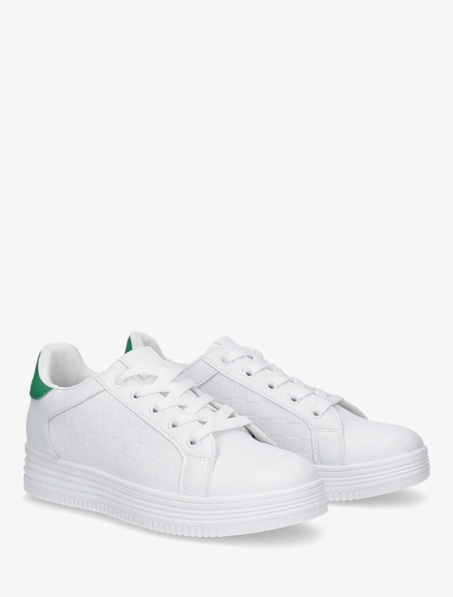 Baskets en simili texturé - Blanc/vert - 4