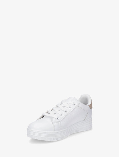 Baskets en simili texturé - Blanc/beige - 3