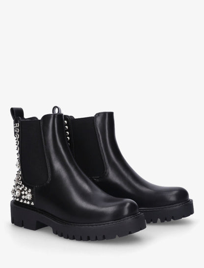 Bottines en simili à clous fantaisies - Noir/argent - 4