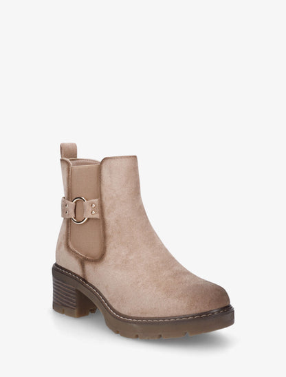 Bottines en suédine à boucle ronde - Beige - 2