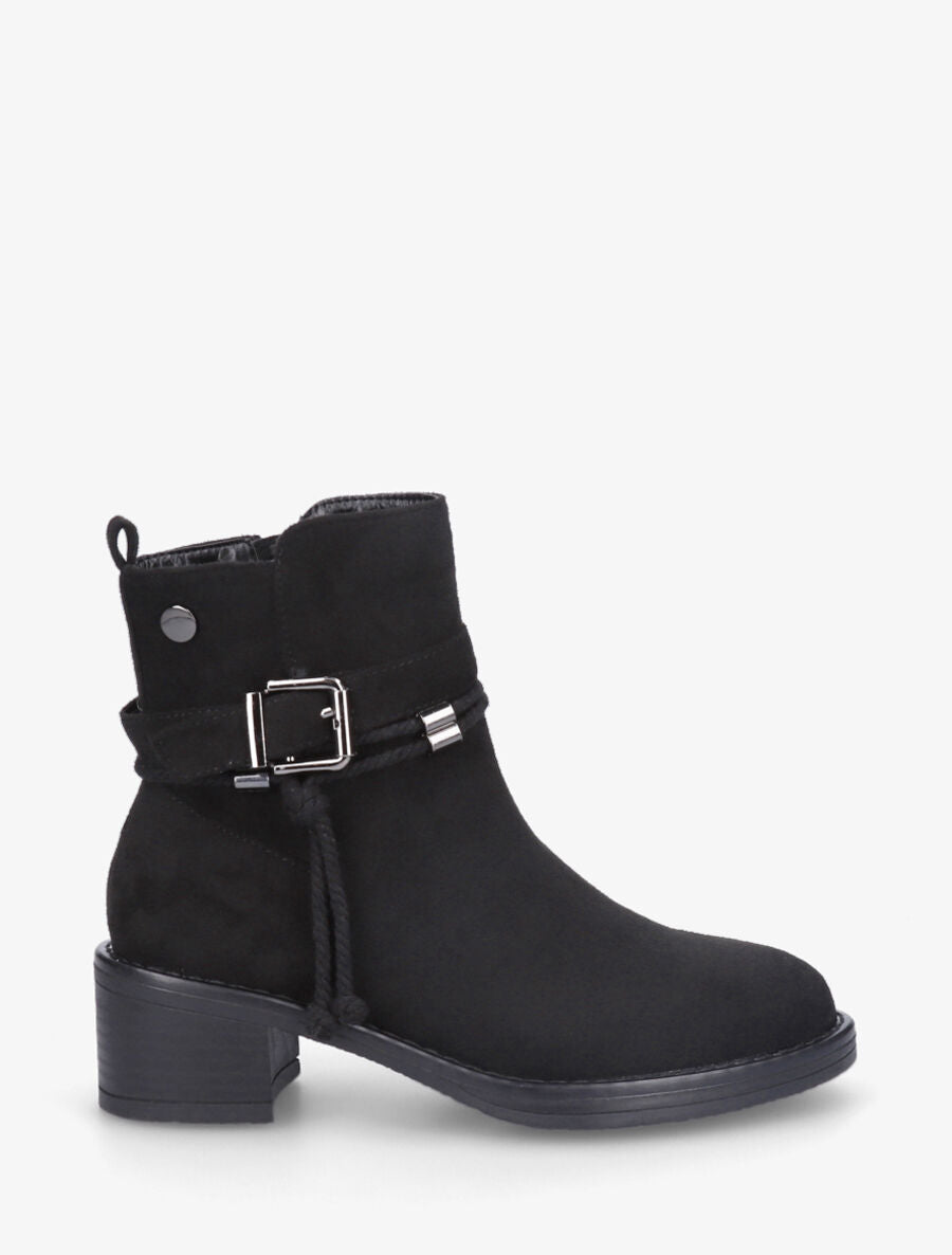 Bottines en suédine à corde - Noir - 1