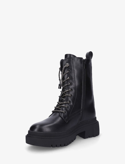 Bottines montantes à lacets strassés - Noir - 3