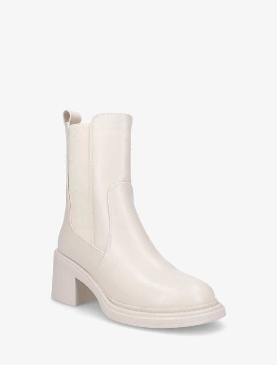 Bottines élastiquées à talon - Beige - 2