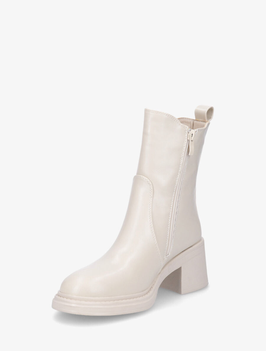 Bottines élastiquées à talon - Beige - 3