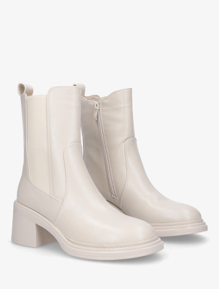 Bottines élastiquées à talon - Beige - 4