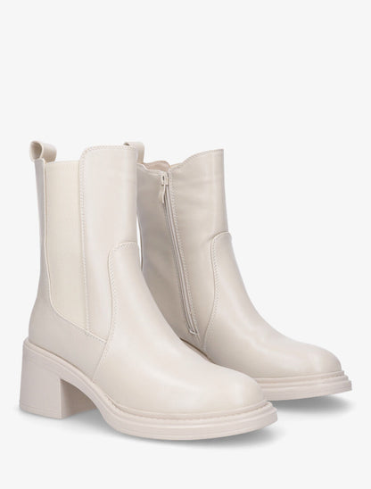 Bottines élastiquées à talon - Beige - 4