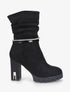 Bottines froncées à talon et strass - Noir - 1