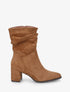 Bottines froncées en suédine à bout pointu - Camel - 1