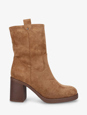Bottines montantes hautes en suédine - Camel - 1