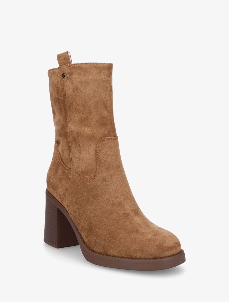 Bottines montantes hautes en suédine - Camel - 2