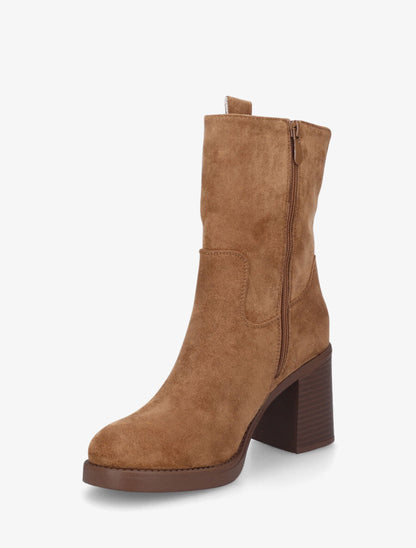 Bottines montantes hautes en suédine - Camel - 3