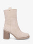 Bottines montantes hautes en suédine - Beige - 5