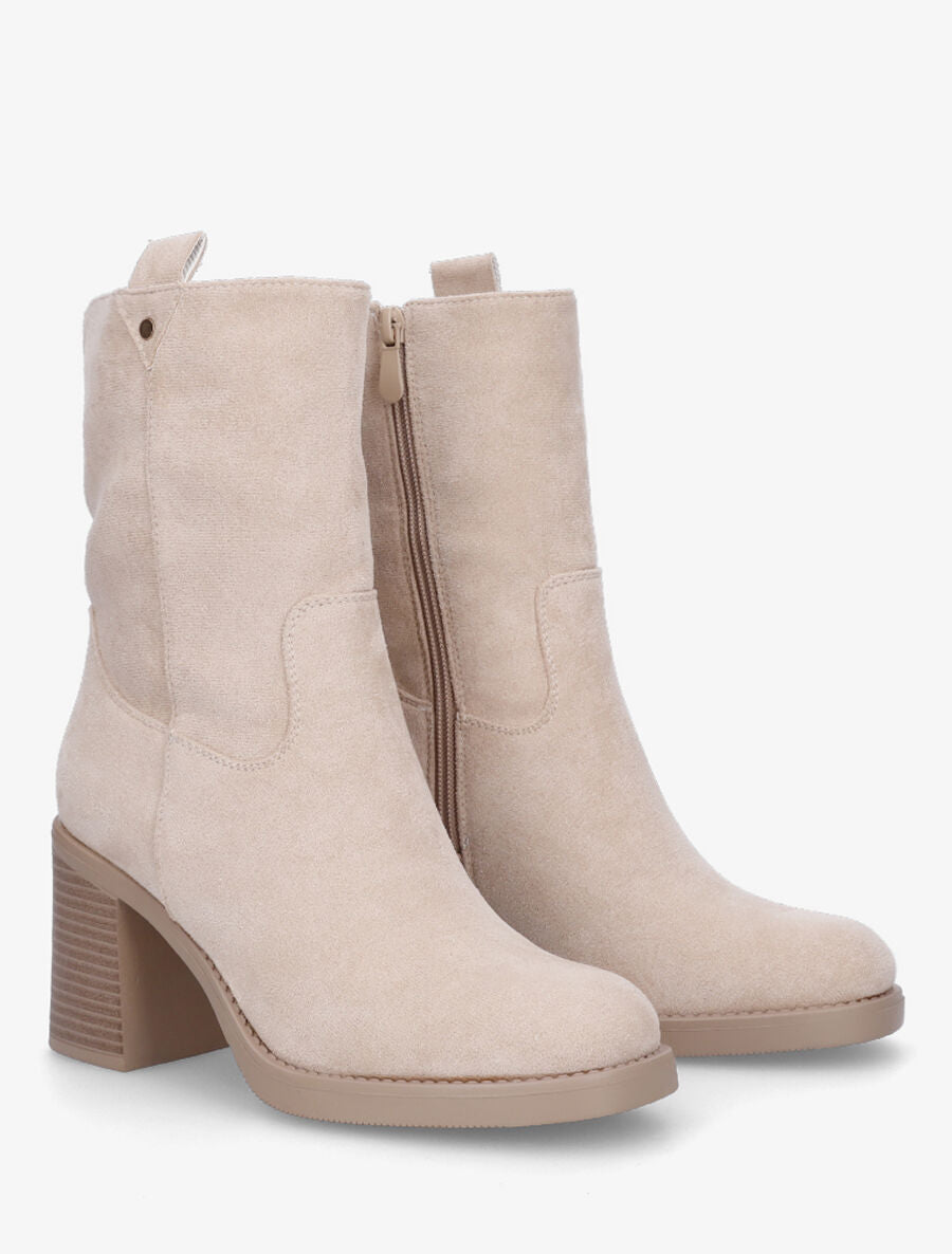 Bottines montantes hautes en suédine - Beige - 4