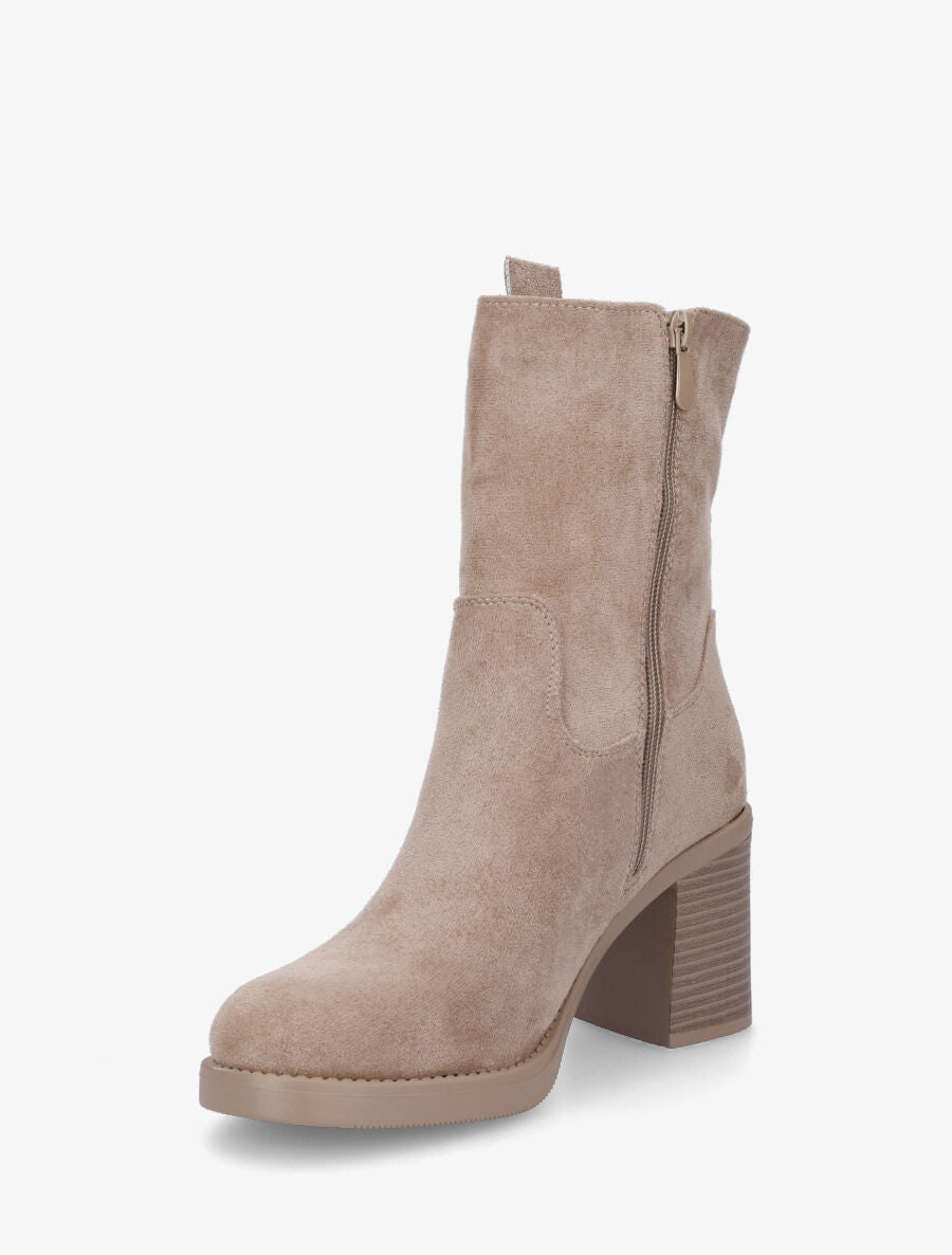 Bottines montantes hautes en suédine - Taupe - 3